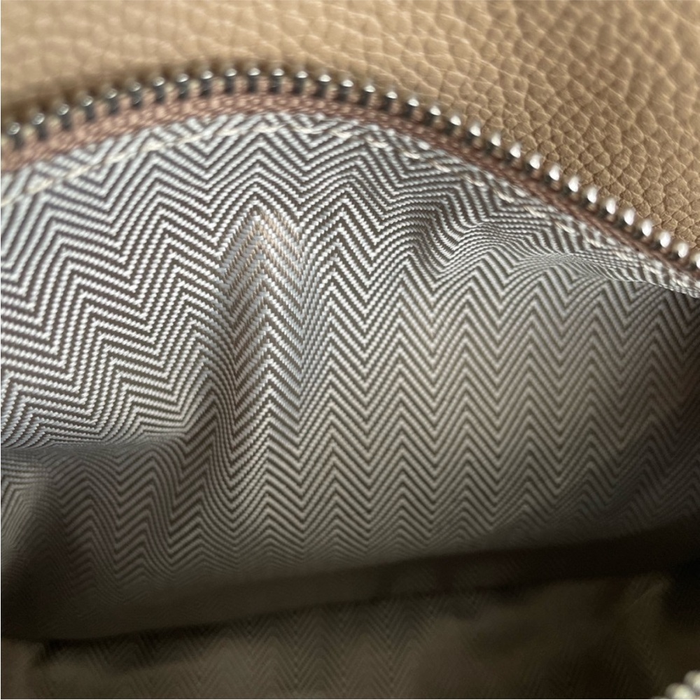 Mini Geo Panel Structured Bicolor Top Handle Bag - Taupe & Brown - Picture 10 of 14